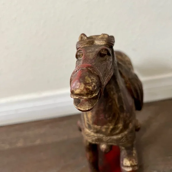 Vintage Hand Crafted Chinese Wooden Horse Statue